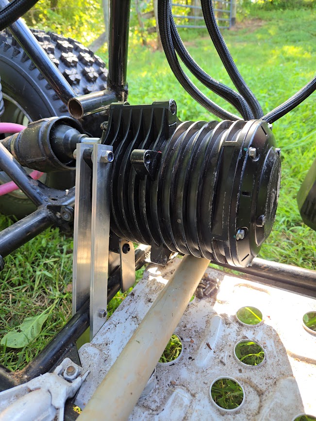 The electric motor mounted inline with the driveshaft