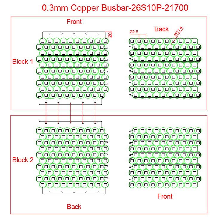 CAD drawing of custom bus bars