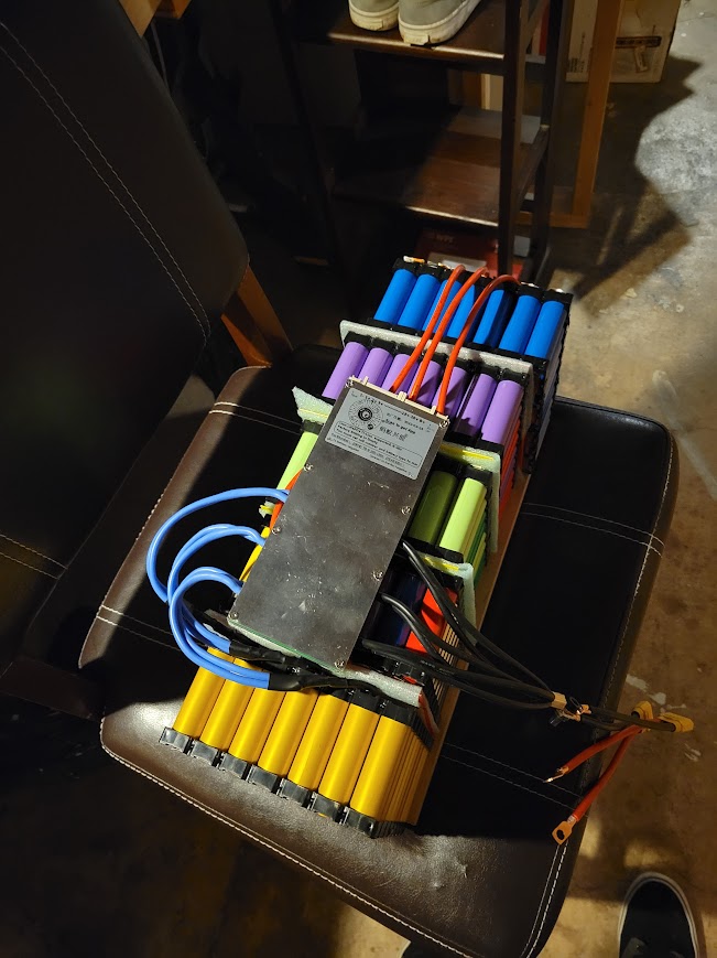 The battery segments after being soldered together
